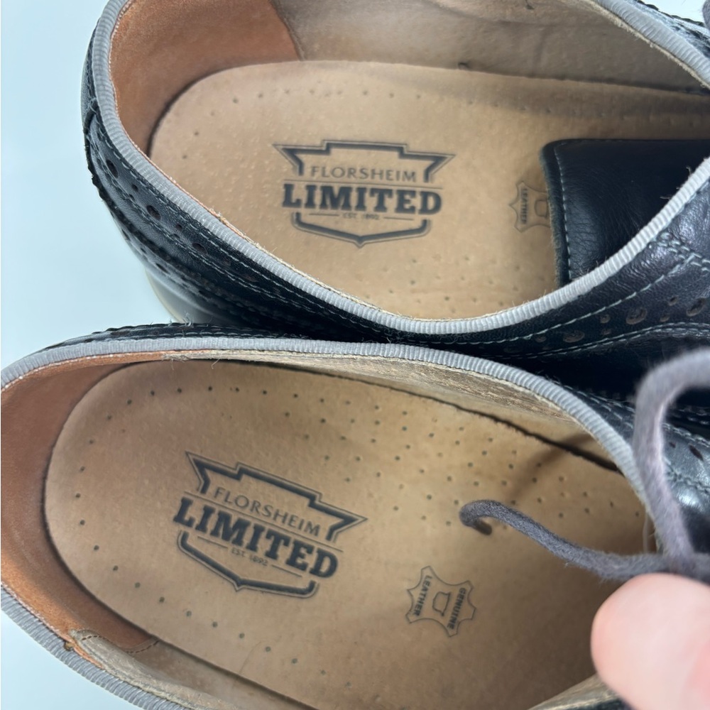 Florsheim limited indigo flux wingtip oxfords 10 black work office comfort - Picture 10 of 14